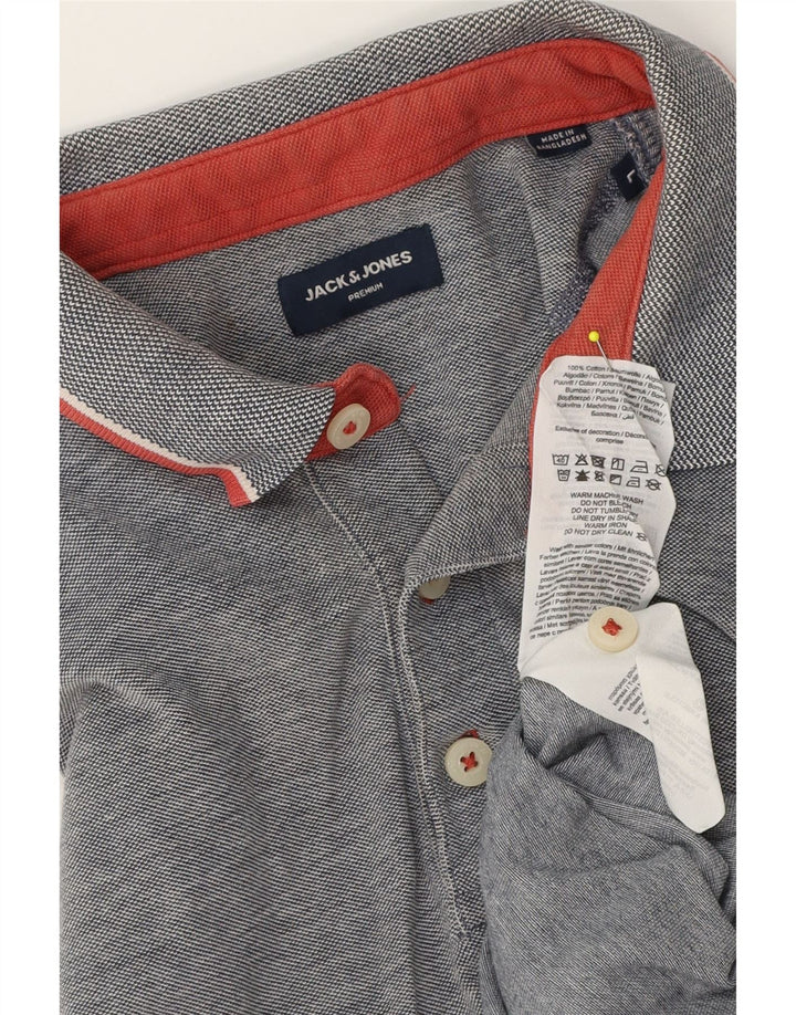 Мужская рубашка поло Jack & Jones, большая серая хлопковая крапинка