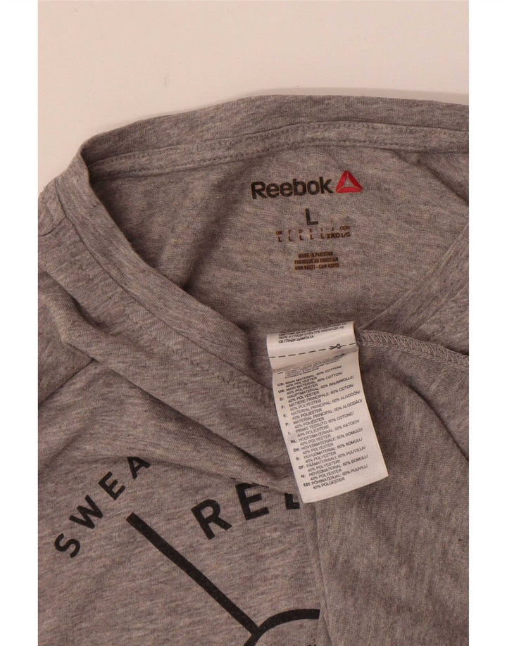 Мужская футболка с рисунком Reebok, большой серый хлопок