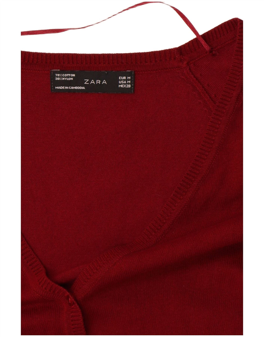 Женский кардиган Zara, хлопковый свитер среднего красного цвета