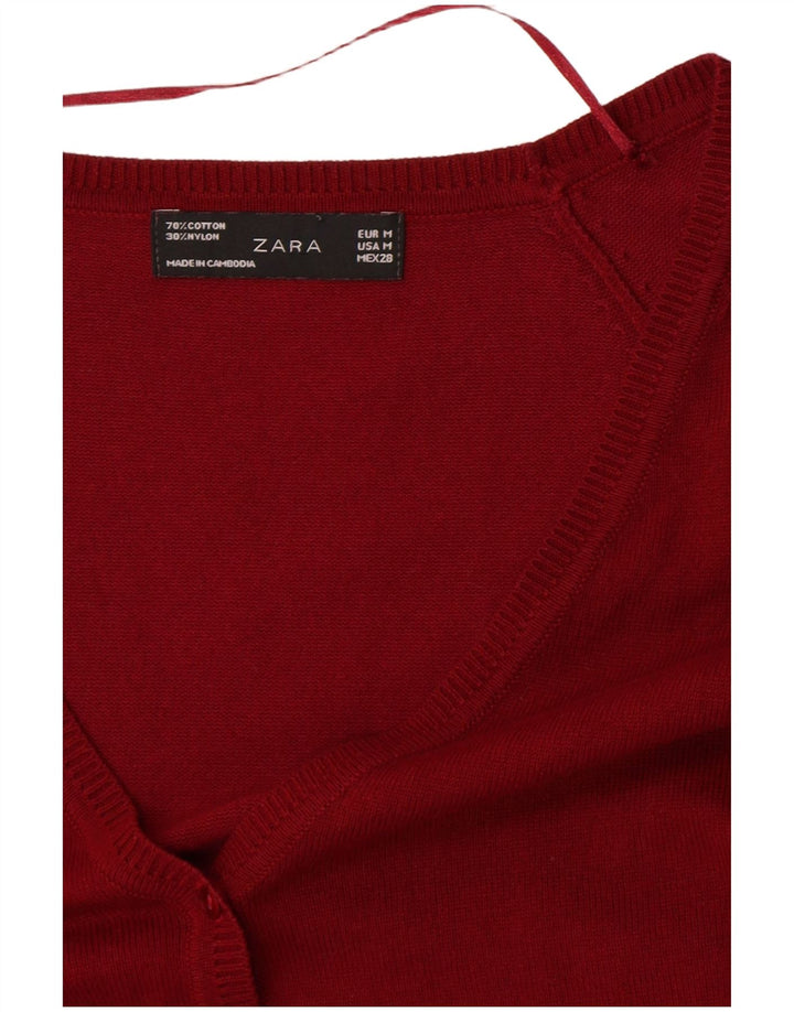 Женский кардиган Zara, хлопковый свитер среднего красного цвета