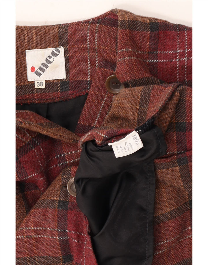 Винтажный женский укороченный пиджак на 4 пуговицах, ЕС 38, средний коричневый цвет в клетку