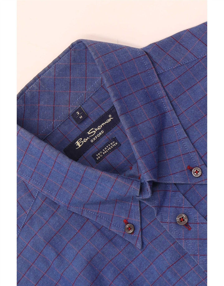 Мужская рубашка Ben Sherman, хлопковая синяя клетка среднего размера