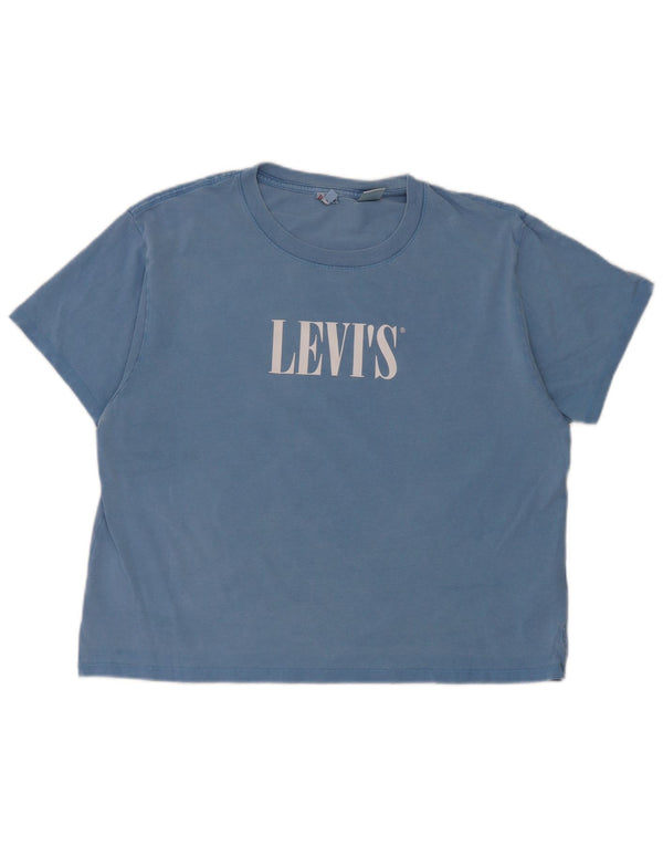 Женская футболка с рисунком Levi's Top UK 14, средний синий хлопок, хлопок
