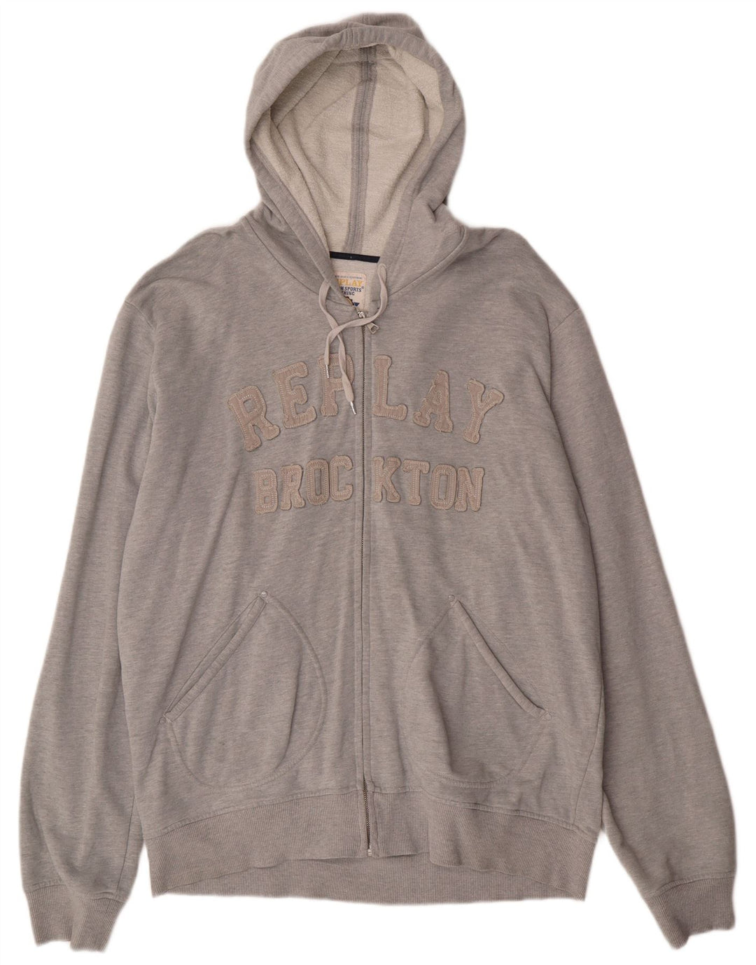 Мужской свитер с капюшоном на молнии с рисунком Replay 2XL, серый хлопок