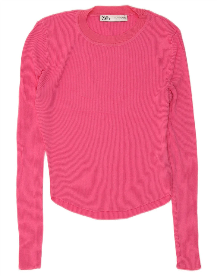 Женский топ Zara Regular с длинным рукавом UK 8, маленький розовый, вискоза