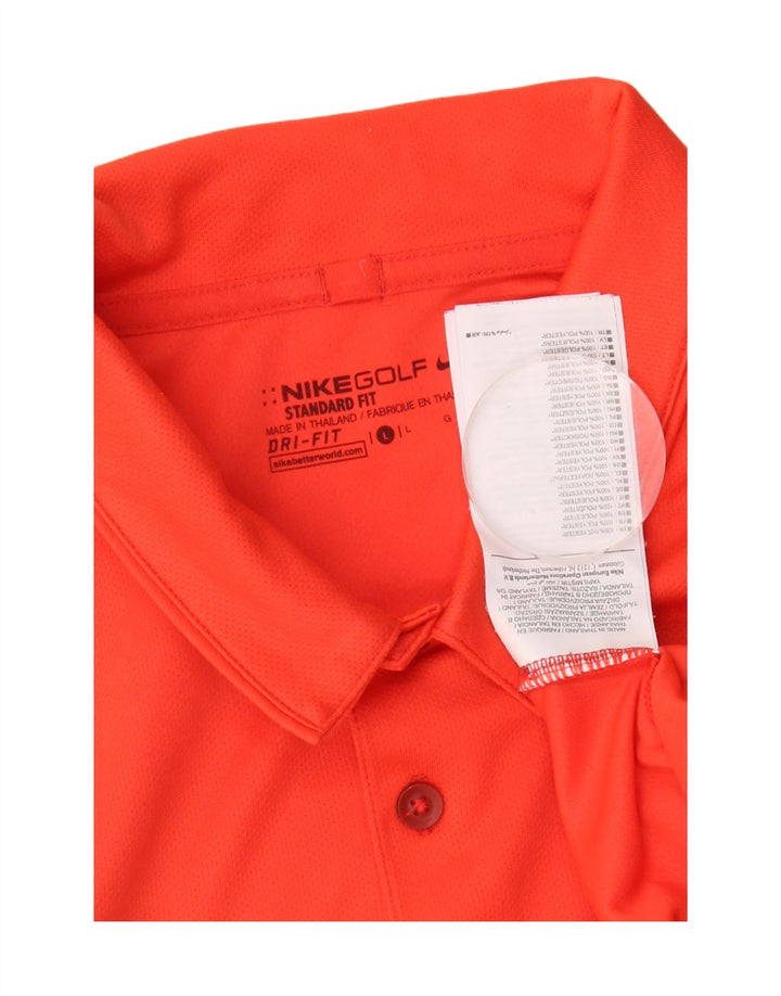 Мужская рубашка-поло Nike Dri Fit, большой оранжевый полиэстер с цветными блоками