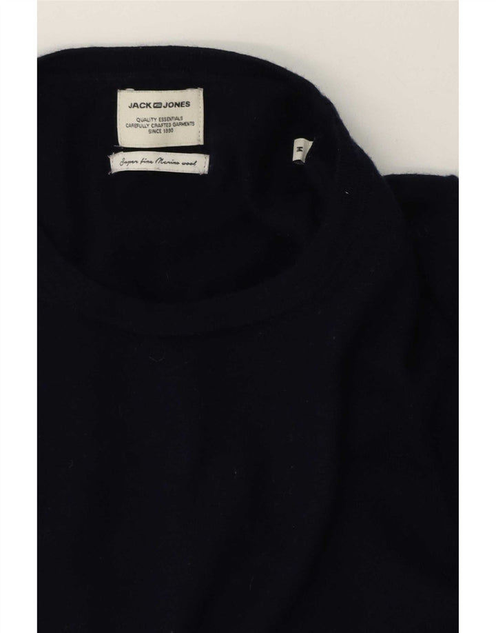 Мужской джемпер с круглым вырезом Jack & Jones, средний темно-синий из шерсти мериноса