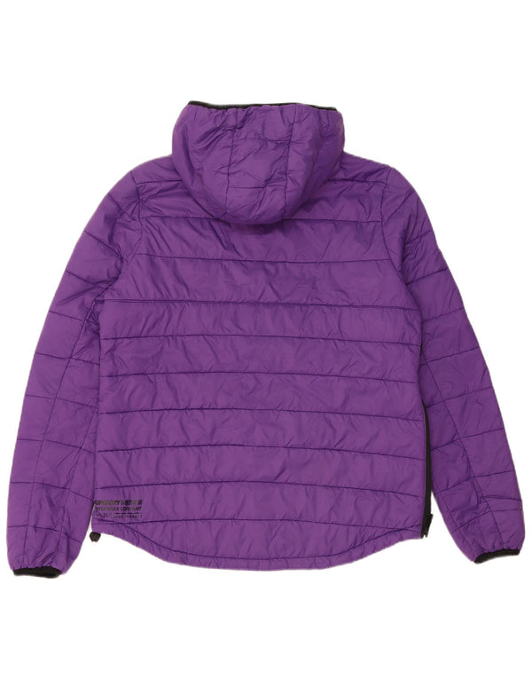 SUPERDRY Womens Hooded Padded Jacket UK 12 Medium Purple Nylon