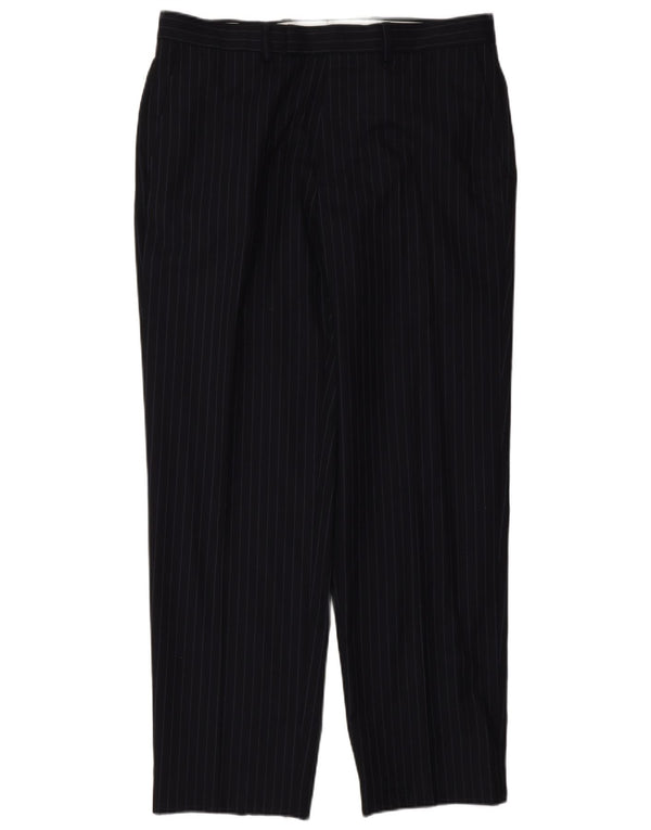 Мужские костюмные брюки классического кроя Marks & Spencer W34 L31 темно-синие в полоску