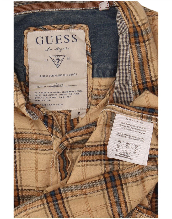 Мужская фланелевая рубашка Guess, маленькая бежевая клетка, хлопок