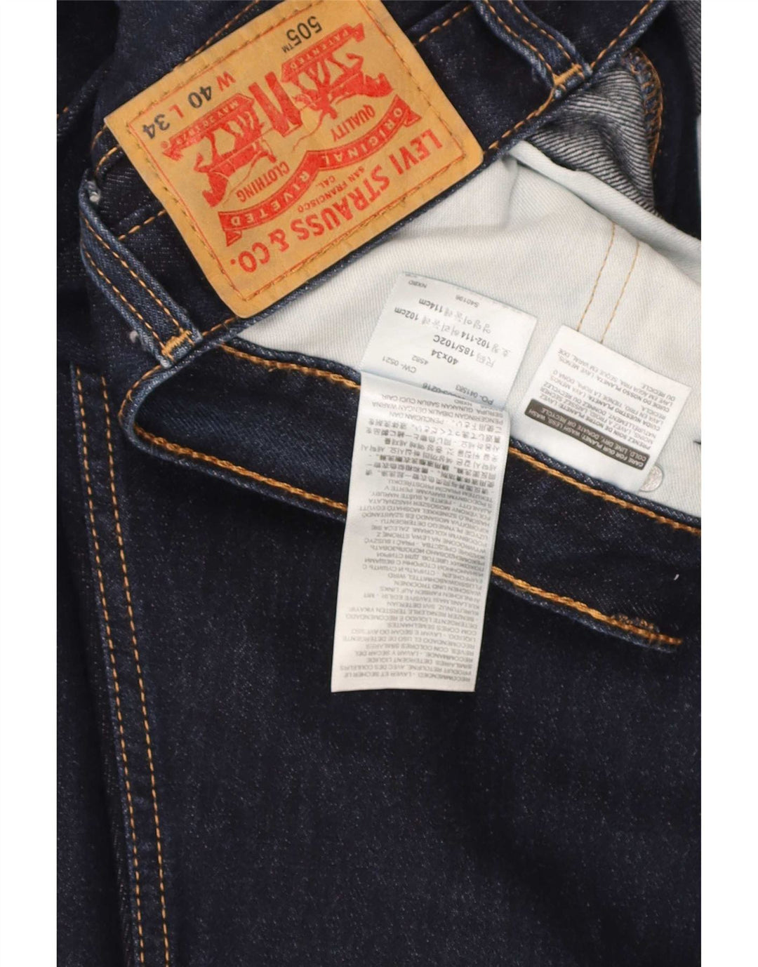 Мужские прямые джинсы Levi's 505 W40 L29 темно-синие, хлопок