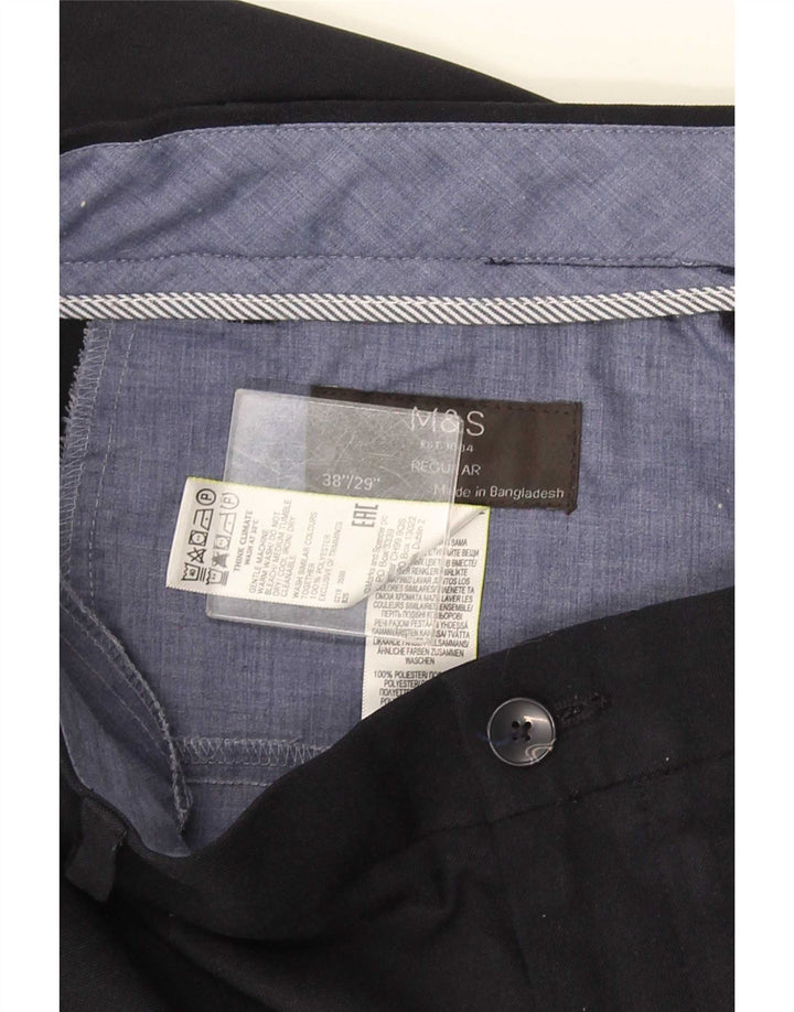 Мужские брюки-чиносы Marks & Spencer W38 L29 темно-синие, полиэстер стандартного размера