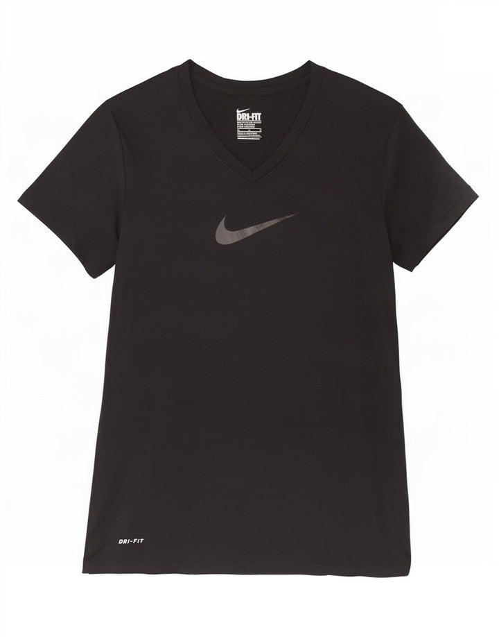 Женская футболка Nike Dri Fit Slim с графическим рисунком Top UK 12, средний черный полиэстер