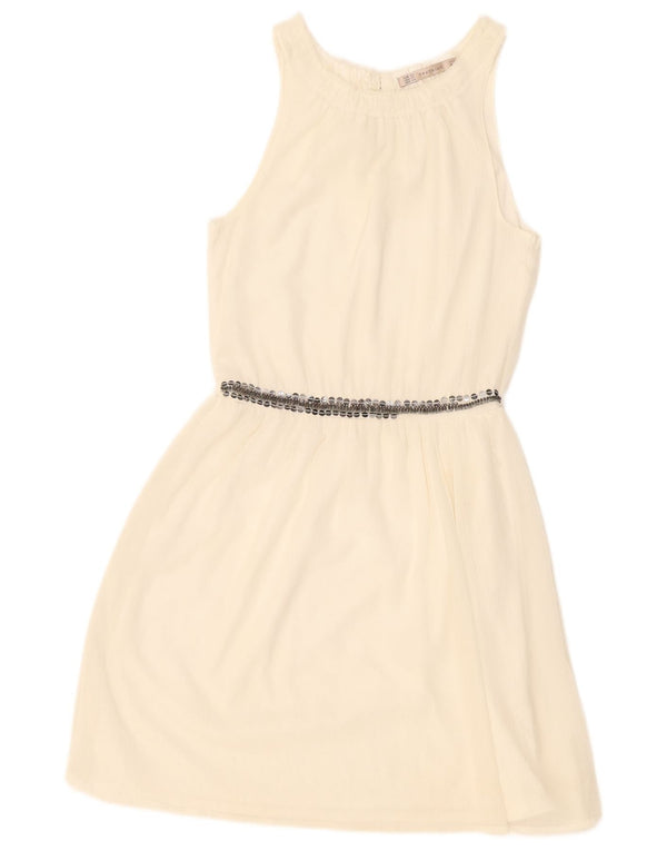Женское платье трапециевидного силуэта без рукавов Trafaluc Zara UK 6 XS Off White