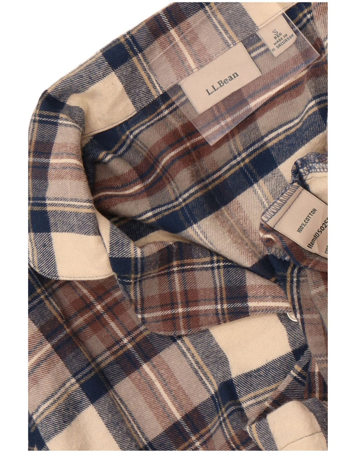 Женская фланелевая рубашка оверсайз L.L.Bean UK 10, маленькая бежевая клетка