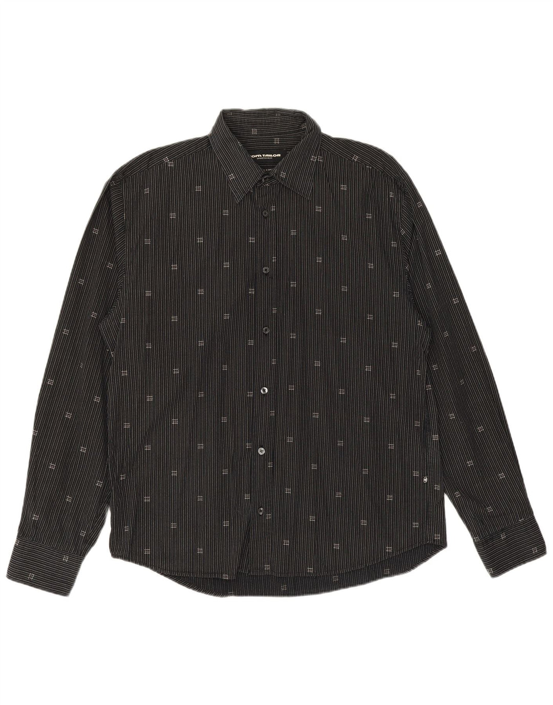 Мужская рубашка TOM TAILOR XL, черная хлопковая полоска