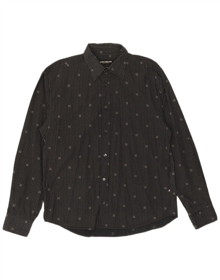 Мужская рубашка TOM TAILOR XL, черная хлопковая полоска