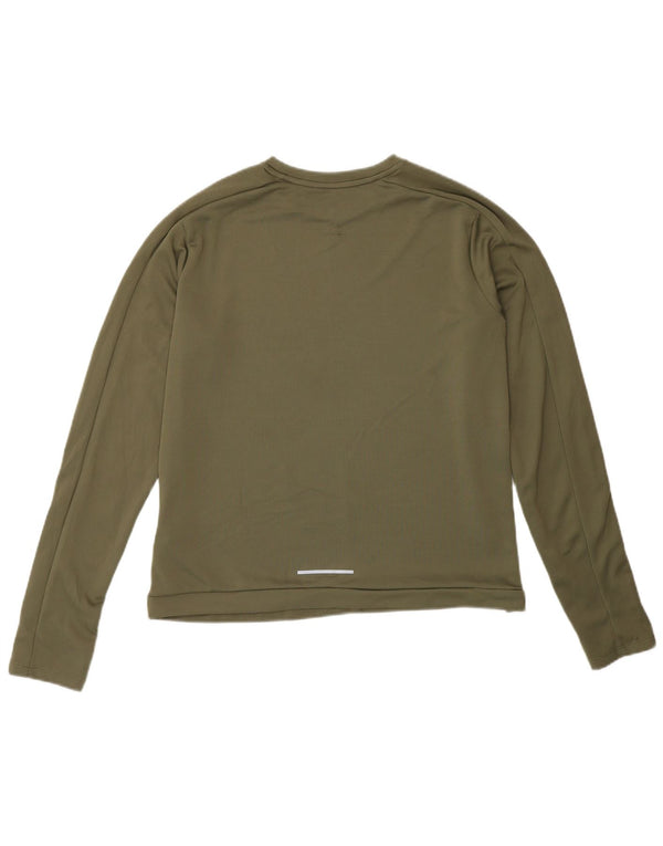 Женский топ Nike Dri Fit с длинным рукавом UK 14, средний хаки, полиэстер