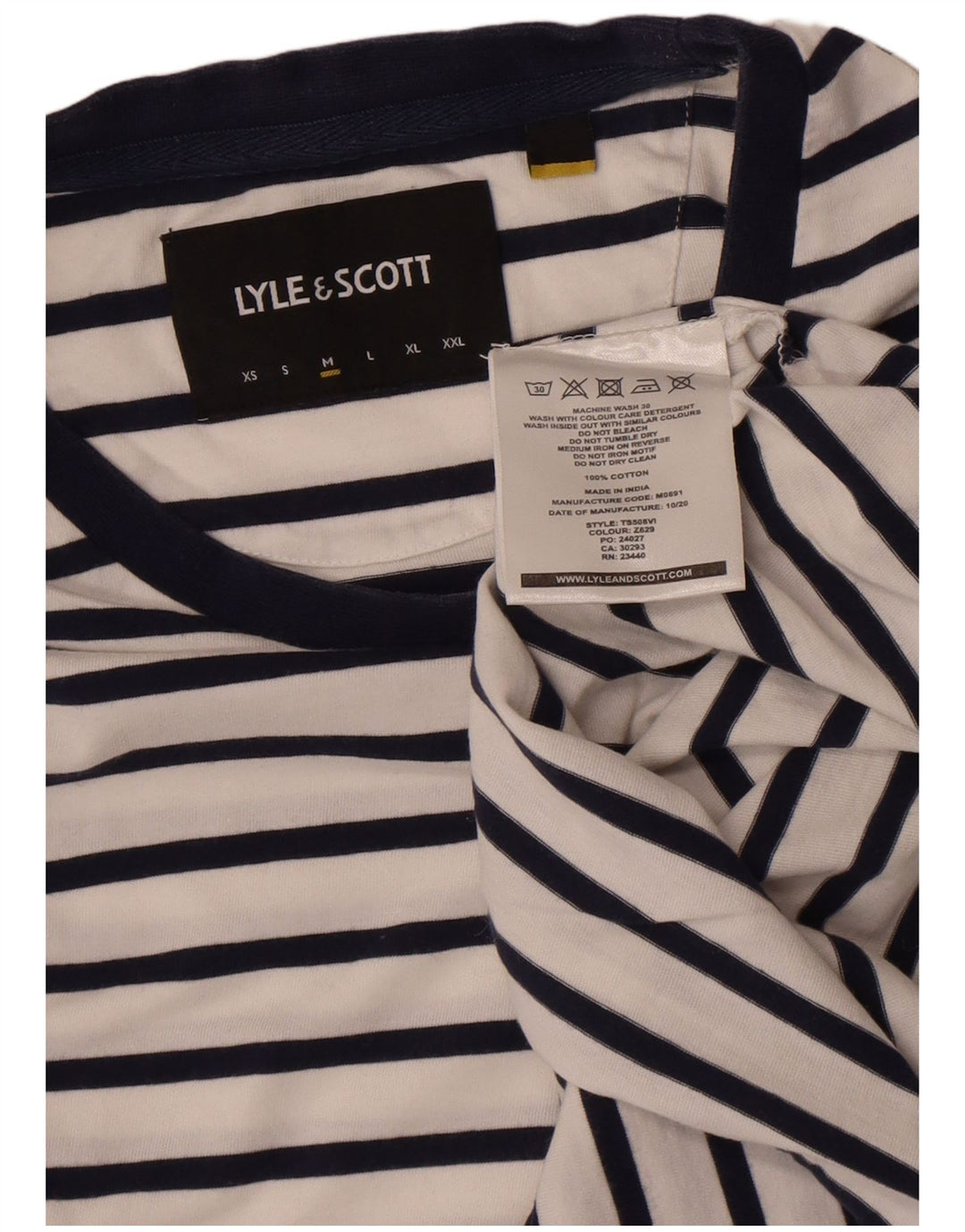 Мужская футболка Lyle & Scott из хлопка среднего размера в белую полоску