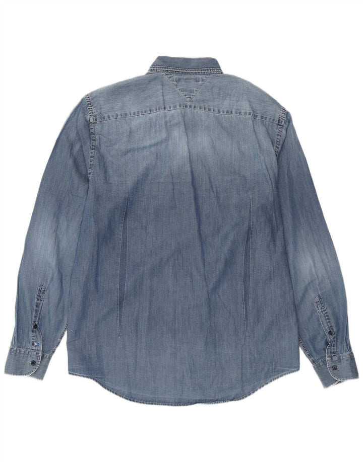 Мужская джинсовая рубашка TOMMY HILFIGER New York XL, синяя, хлопок