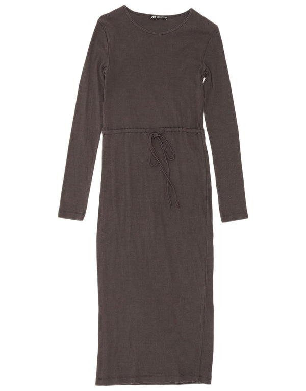 Женское платье макси с длинным рукавом Zara UK 4 XS, серое