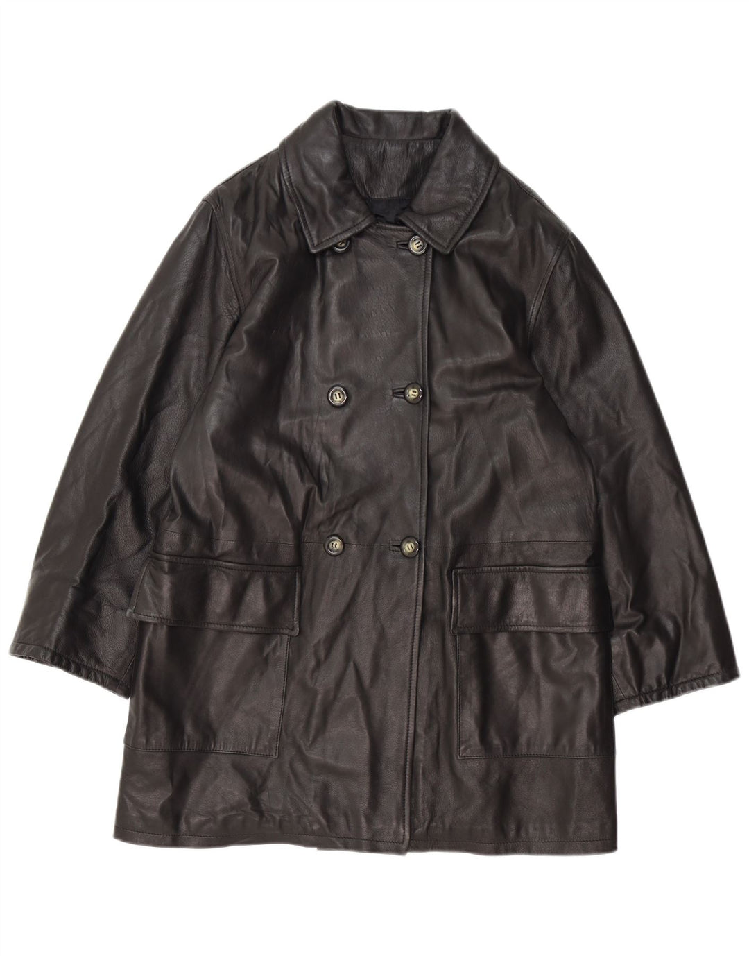 Винтажное женское двубортное пальто оверсайз IT 42 Medium Black
