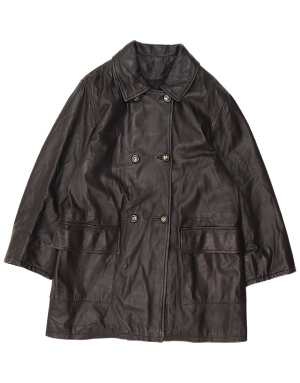 Винтажное женское двубортное пальто оверсайз IT 42 Medium Black