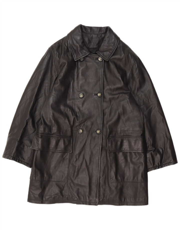 Винтажное женское двубортное пальто оверсайз IT 42 Medium Black