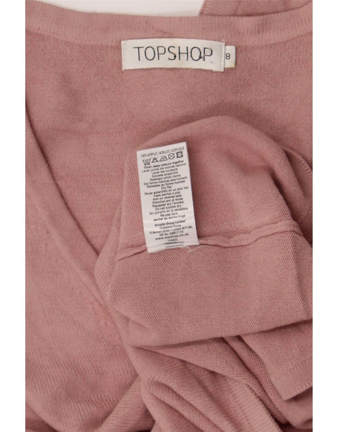 Женский топ Topshop с длинным рукавом UK 8, маленький розовый акрил