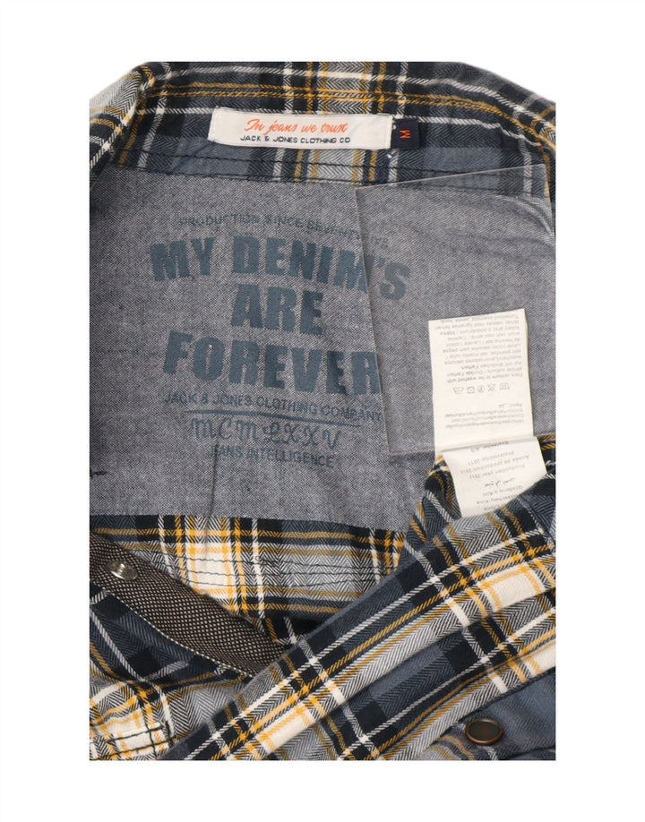 JACK & JONES Мужская фланелевая рубашка в клетку синего цвета, хлопок