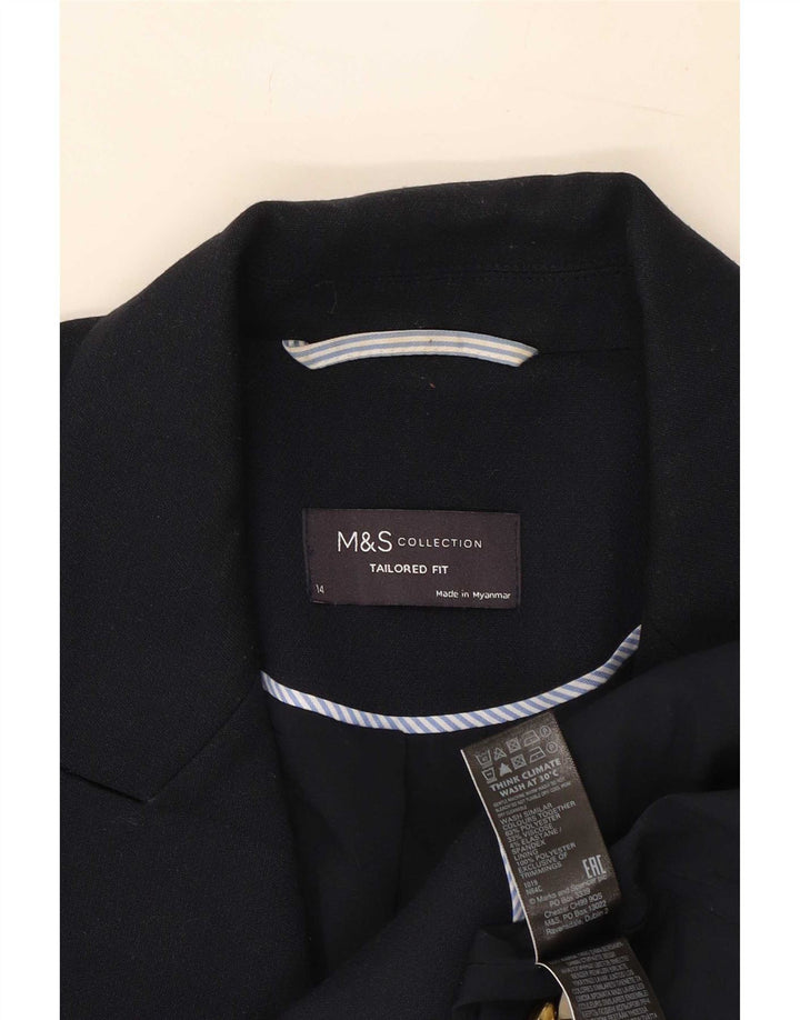 Женский пиджак приталенного кроя Marks & Spencer UK 14, средний темно-синий