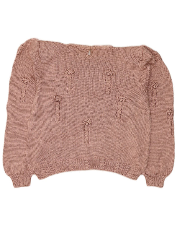 Винтажный женский укороченный джемпер с круглым вырезом, Великобритания, 16, большой розовый цвет