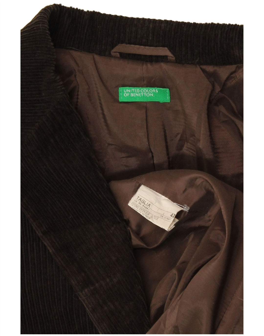 Женский вельветовый пиджак Benetton с 3 пуговицами IT 42, средний коричневый хлопок