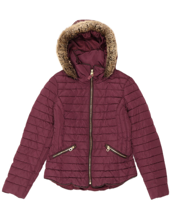 JOULES Женская стеганая куртка с капюшоном UK 10, маленький бордовый полиэстер