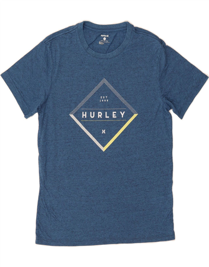 HURLEY Mens Graphic T-Shirt Top Medium Blue Polyester Vintage Hurley and Second-Hand Hurley from Messina Hembry 