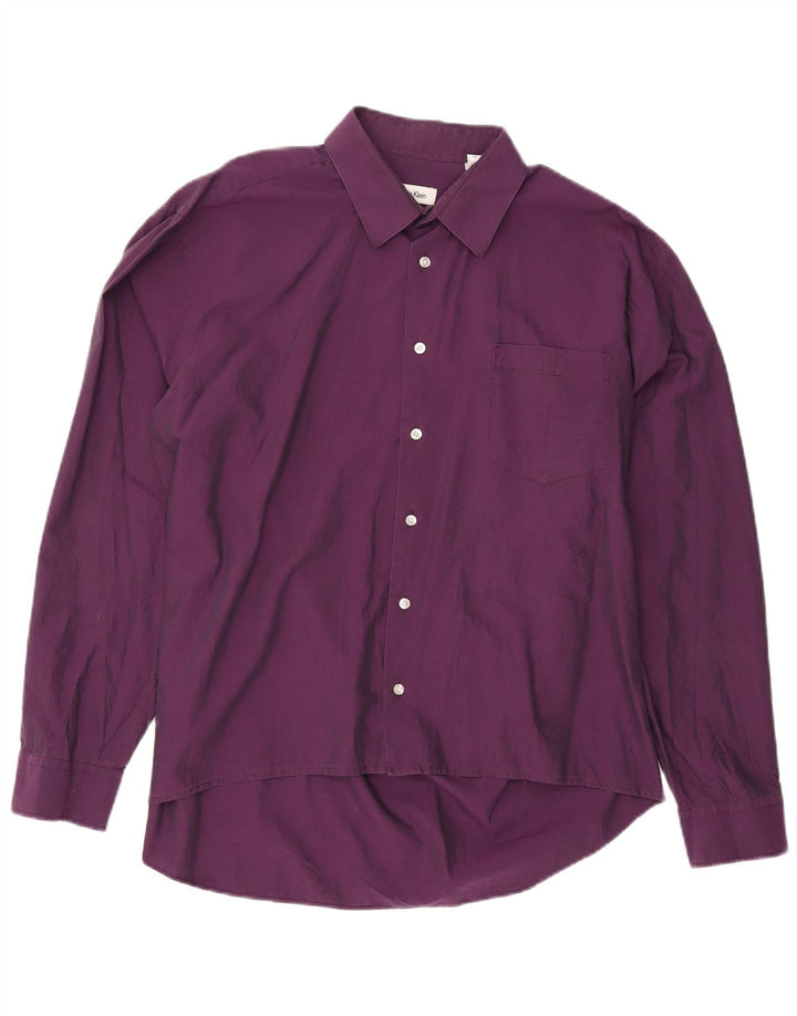 Мужская рубашка приталенного кроя CALVIN KLEIN, размер 44 XL, фиолетовый хлопок