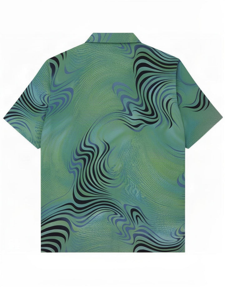 Erto Womens Abstract Pattern Short Sleeve Shirt EU 38 Medium Green