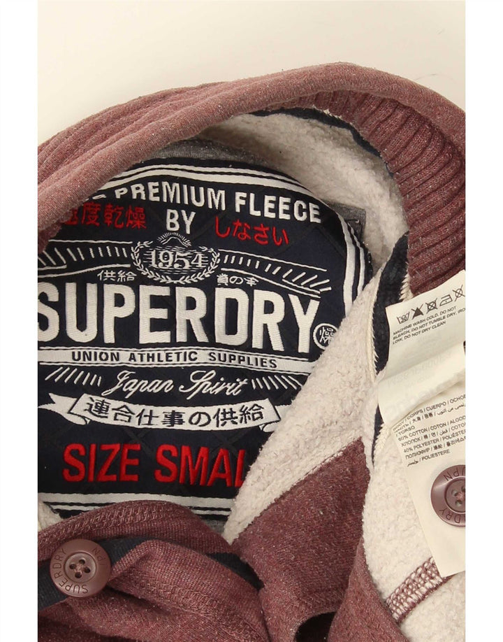 Мужская толстовка с воротником на пуговицах Superdry, маленький бордовый хлопок, джемпер