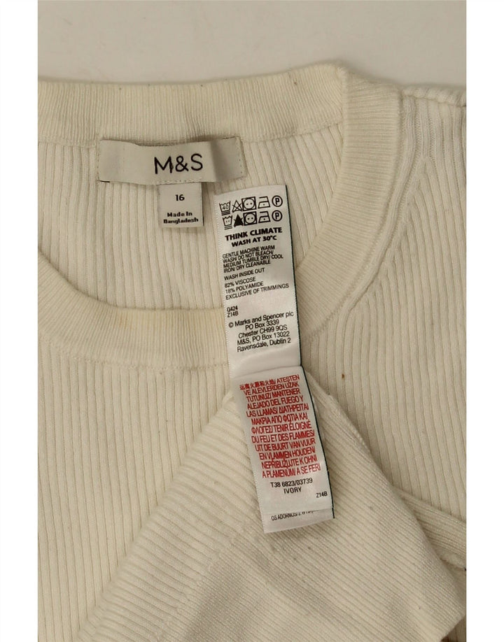 Женский топ с длинным рукавом Marks & Spencer UK 16, большой белый вискоза