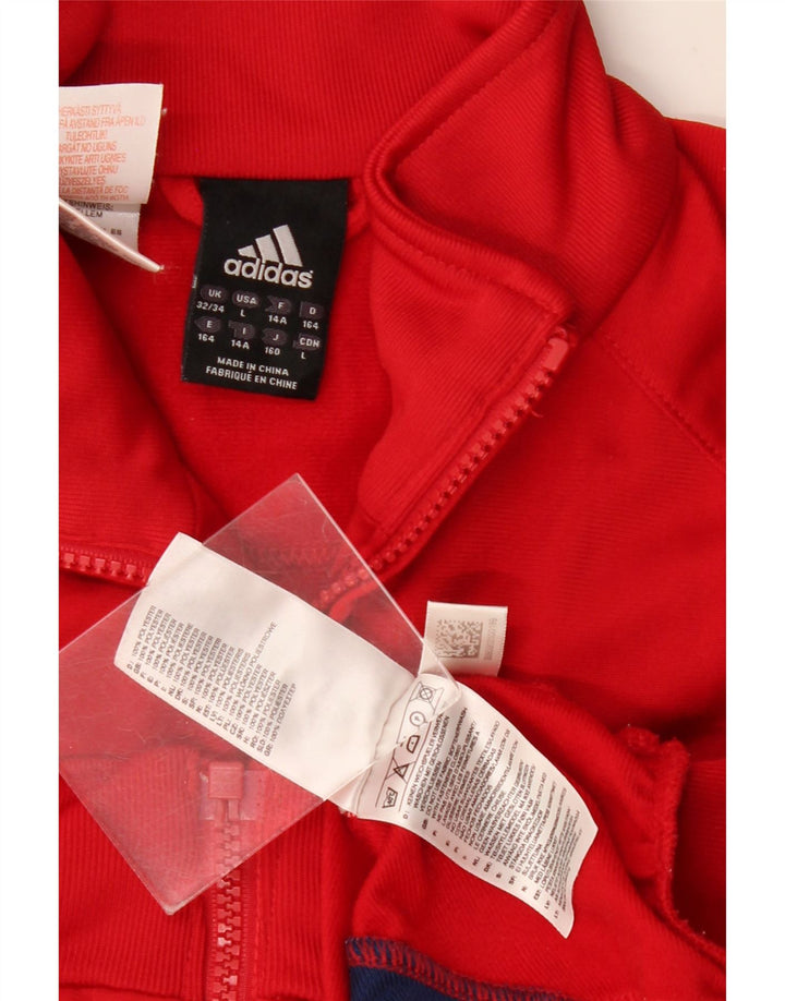 Спортивный костюм Adidas для мальчиков, верхняя куртка 13–14 лет, красный полиэстер с цветными блоками