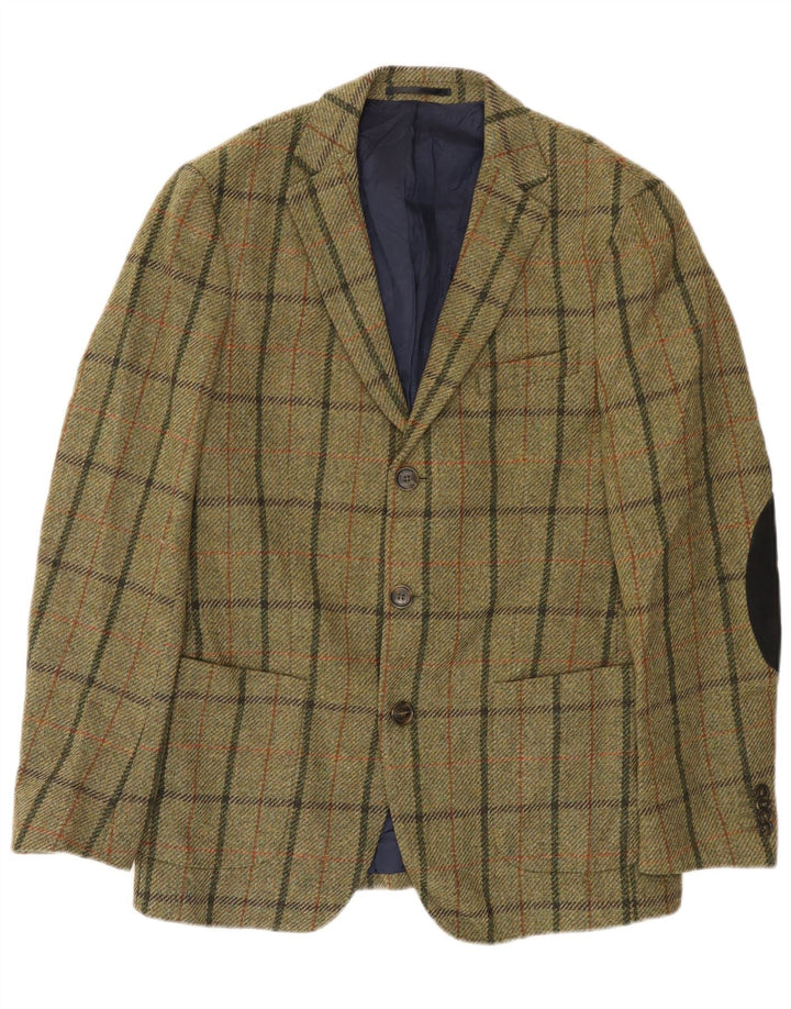 Мужской пиджак Gant на 3 пуговицах IT 50, большой цвет хаки, шерсть в клетку