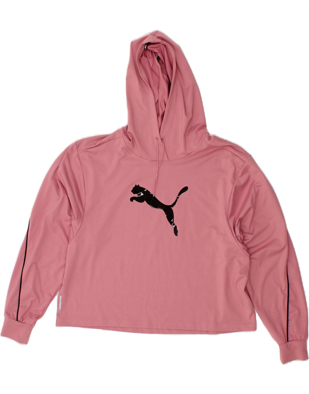 PUMA Womens Crop Graphic Hoodie Jumper UK 14 Medium Pink Polyester Vintage Puma and Second-Hand Puma from Messina Hembry 