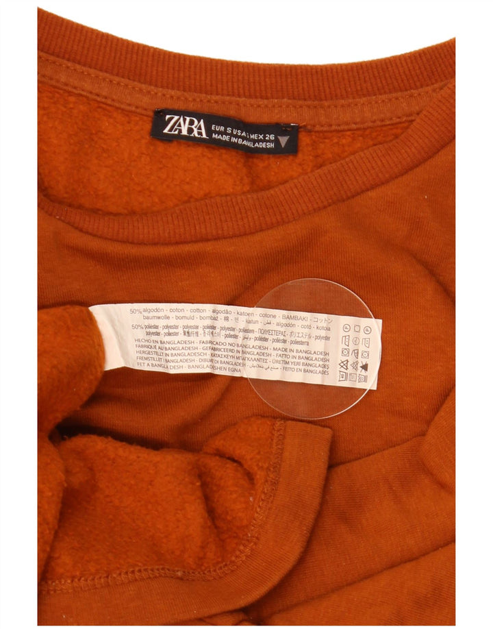Женский джемпер оверсайз Zara UK 10, маленький коричневый хлопок