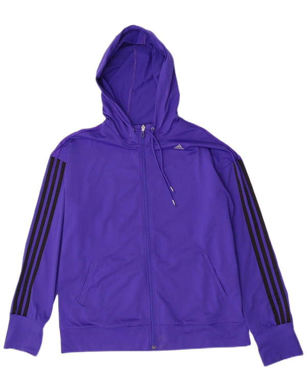 Adidas Женский свитер с капюшоном на молнии Climacool UK 20/22 XL Фиолетовый в полоску