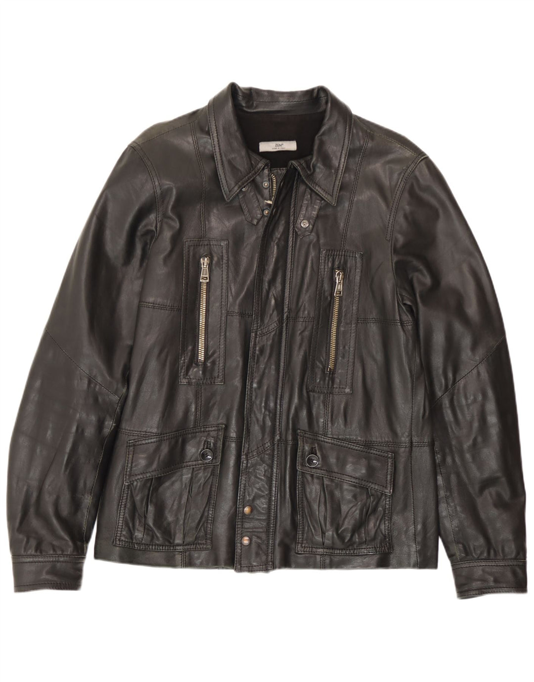 Мужская кожаная куртка Zen IT 52, большая черная кожа