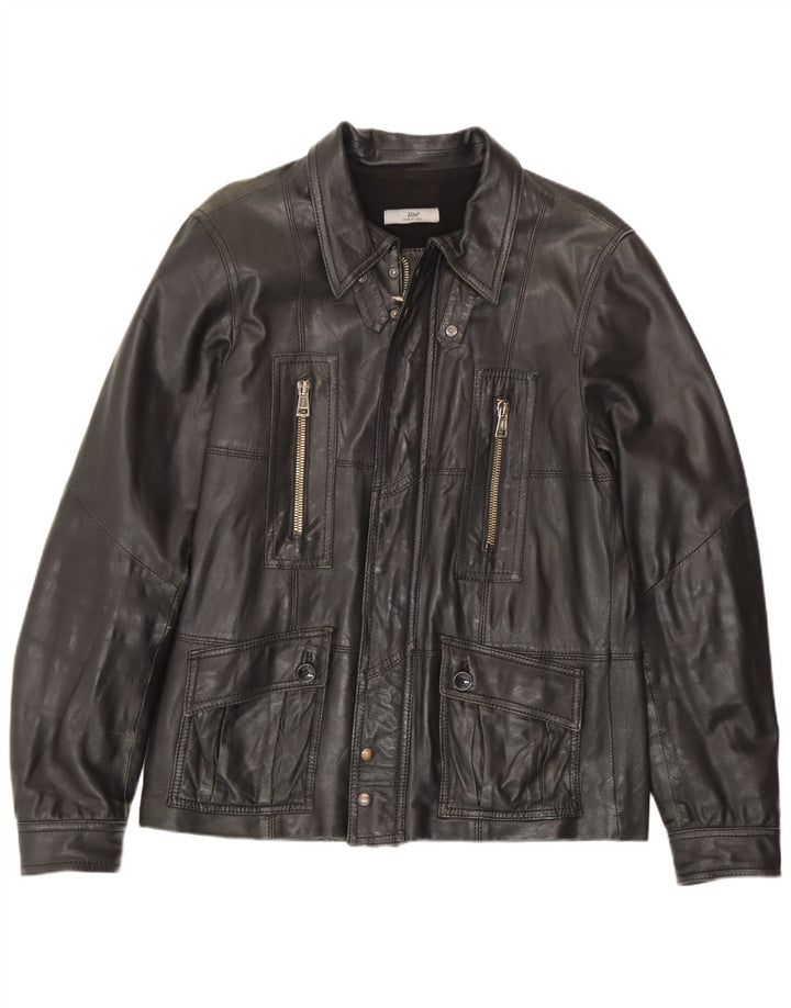 Мужская кожаная куртка Zen IT 52, большая черная кожа