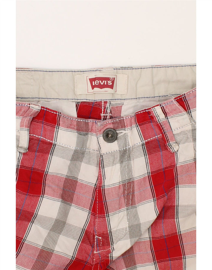 LEVI'S Boys Cargo Shorts 9-10 Years W26 Red Check Cotton Vintage Levi's and Second-Hand Levi's from Messina Hembry 