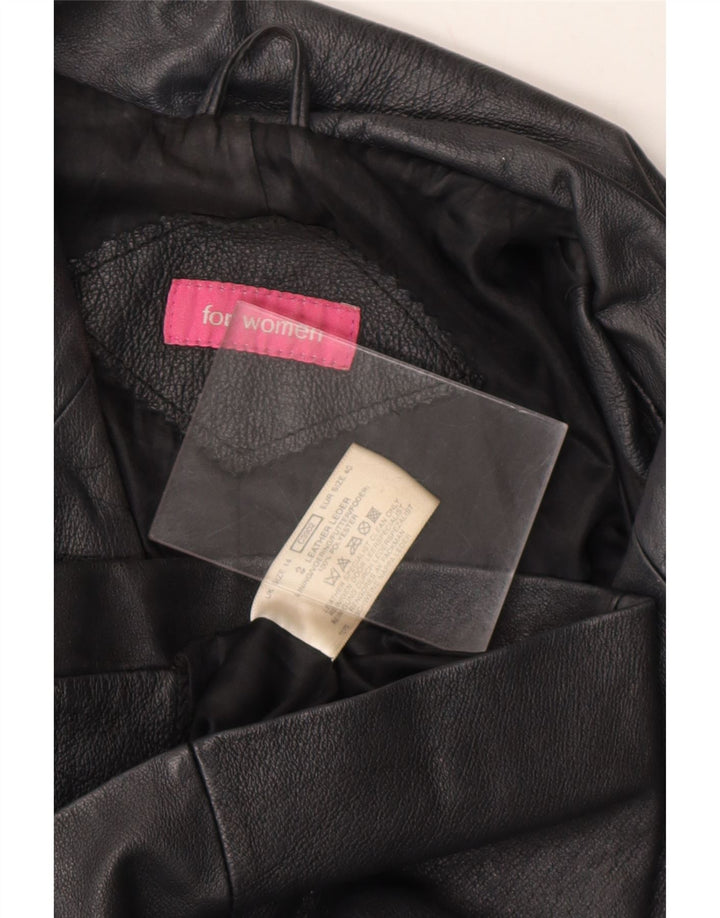 VINTAGE Womens Leather Jacket UK 14 Medium Black Leather Vintage Vintage and Second-Hand Vintage from Messina Hembry 