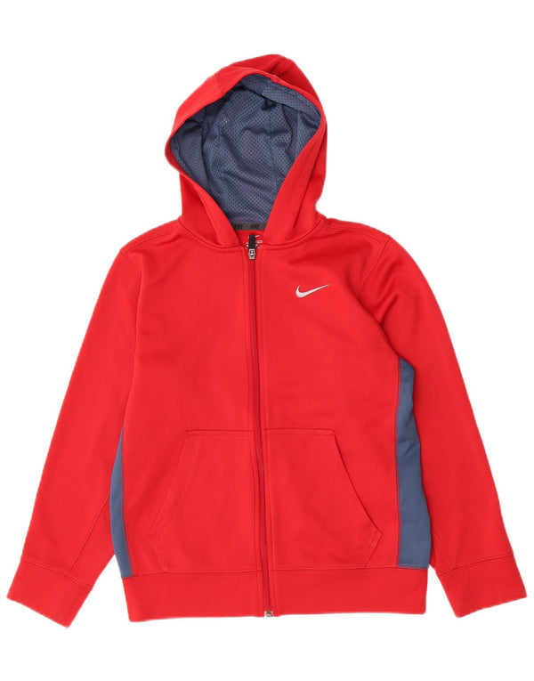 Свитер с капюшоном на молнии для мальчиков Nike, 12–13 лет, большой красный полиэстер с цветными блоками