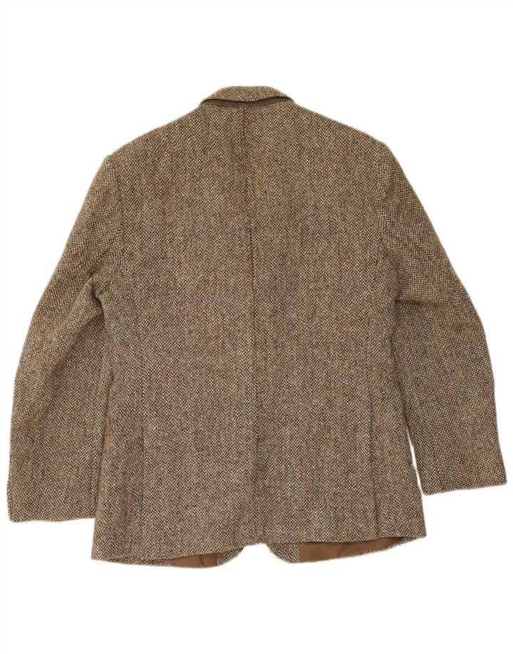 Мужской твидовый пиджак Harris на 2 пуговицах UK 40, большой коричневый шерстяной узор с узором «в елочку»